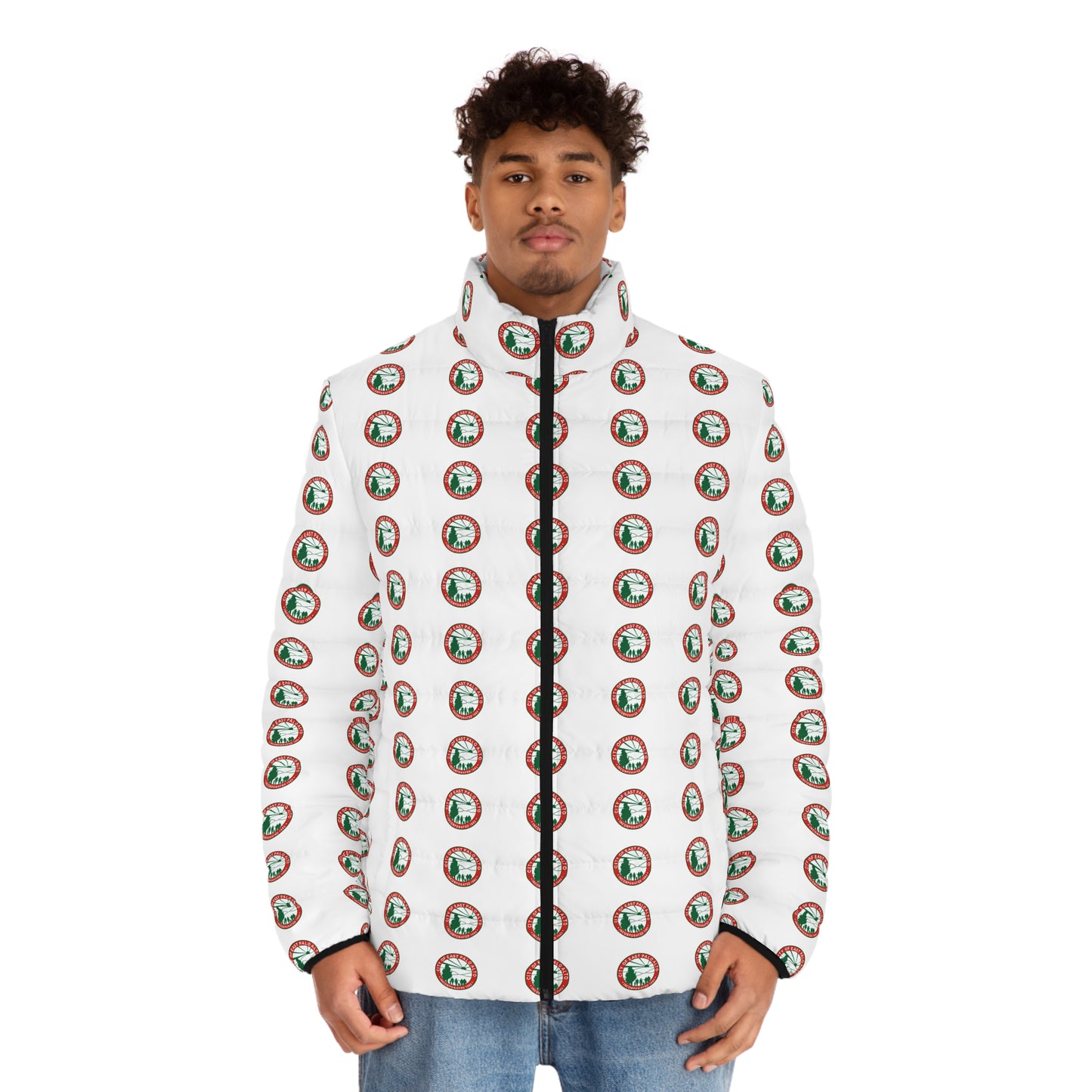 "City Seal" Capsule (Christmas Color-way) Men's Puffer Jacket (AOP)